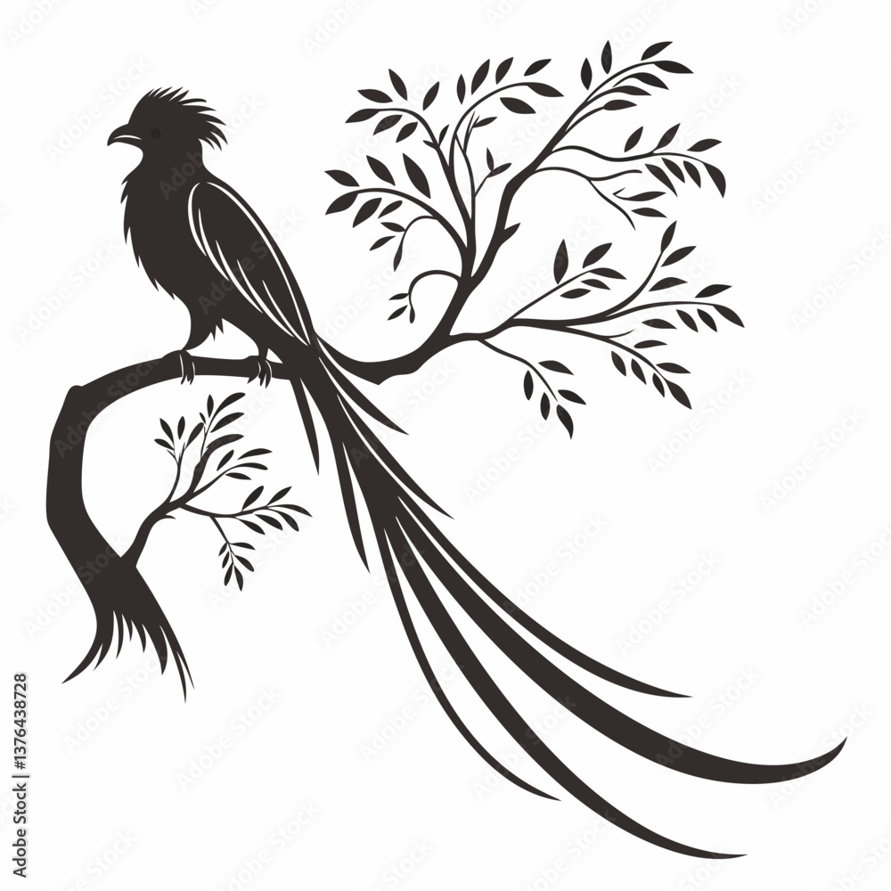 Fototapeta premium resplendent quetzal black silhouette vector