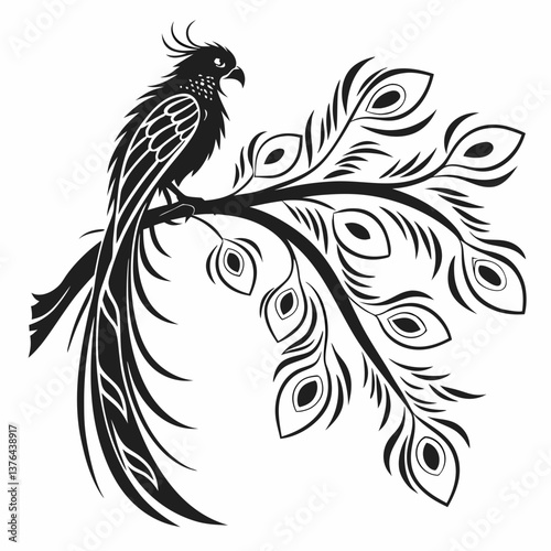 resplendent quetzal black silhouette vector