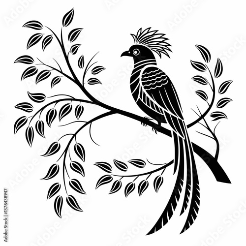 resplendent quetzal black silhouette vector