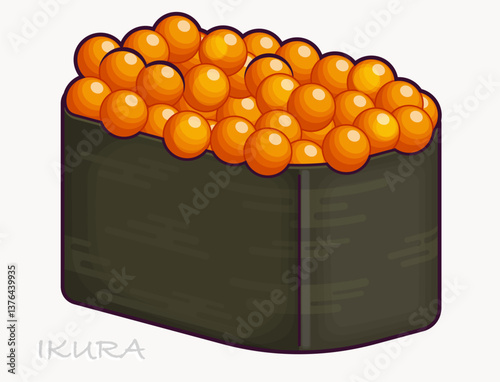 Ikura sushi with salmon roe isolated vector illustration

