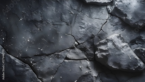 Cracked Dark Stone Texture Background with Rugged Details