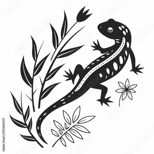 salamander black silhouette icon vector