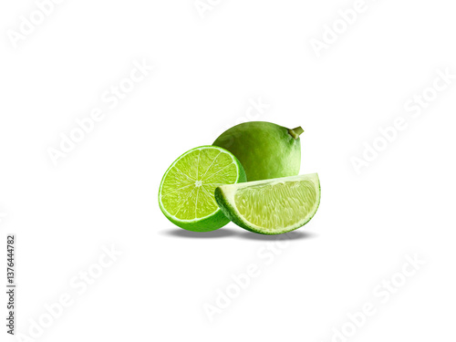 lemon or Citrus limon with slice isolated on white background