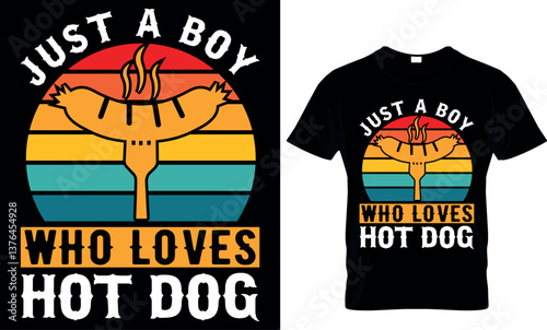 just a boy who loves hot dog, hot dog t shirt design
