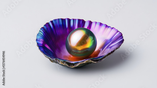 Wallpaper Mural Exquisite iridescent pearl nestled in vibrant shell, showcasing beauty Torontodigital.ca