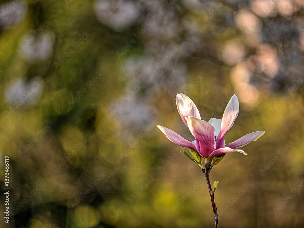 Magnolia tree in bloom in early spring