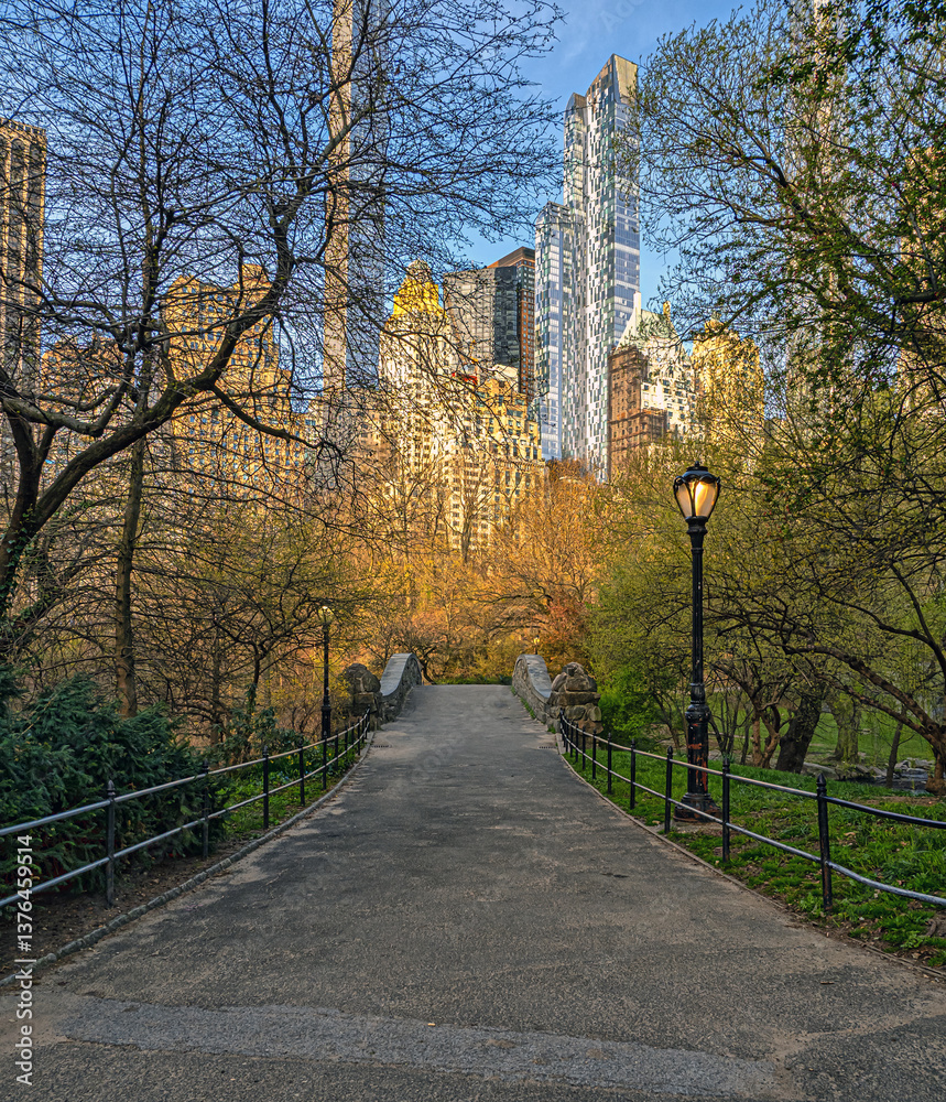 Gapstow Bridge in Central Park, early spring