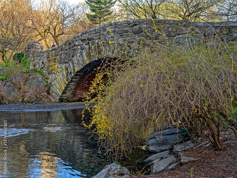 Gapstow Bridge in Central Park, early spring