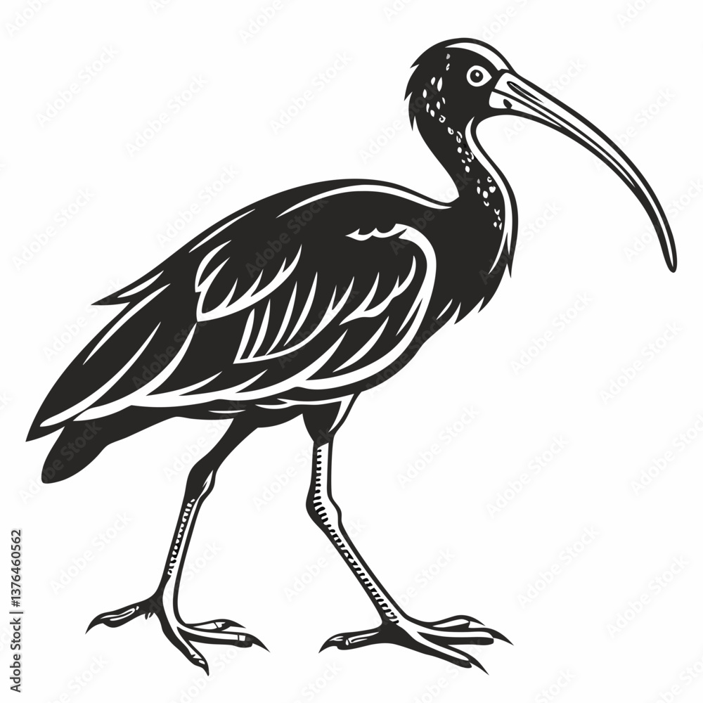 Obraz premium Scarlet ibis black silhouette icon vector