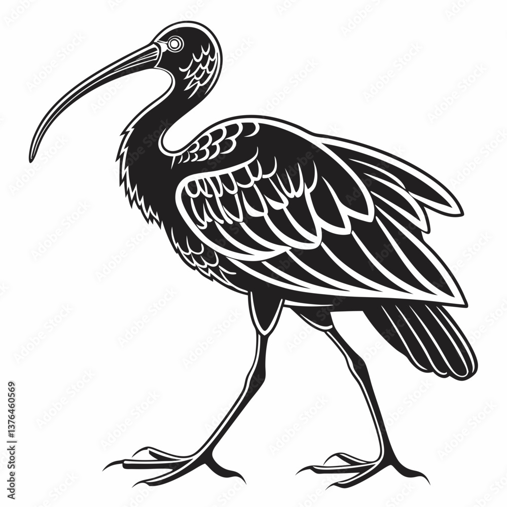 Fototapeta premium Scarlet ibis black silhouette icon vector