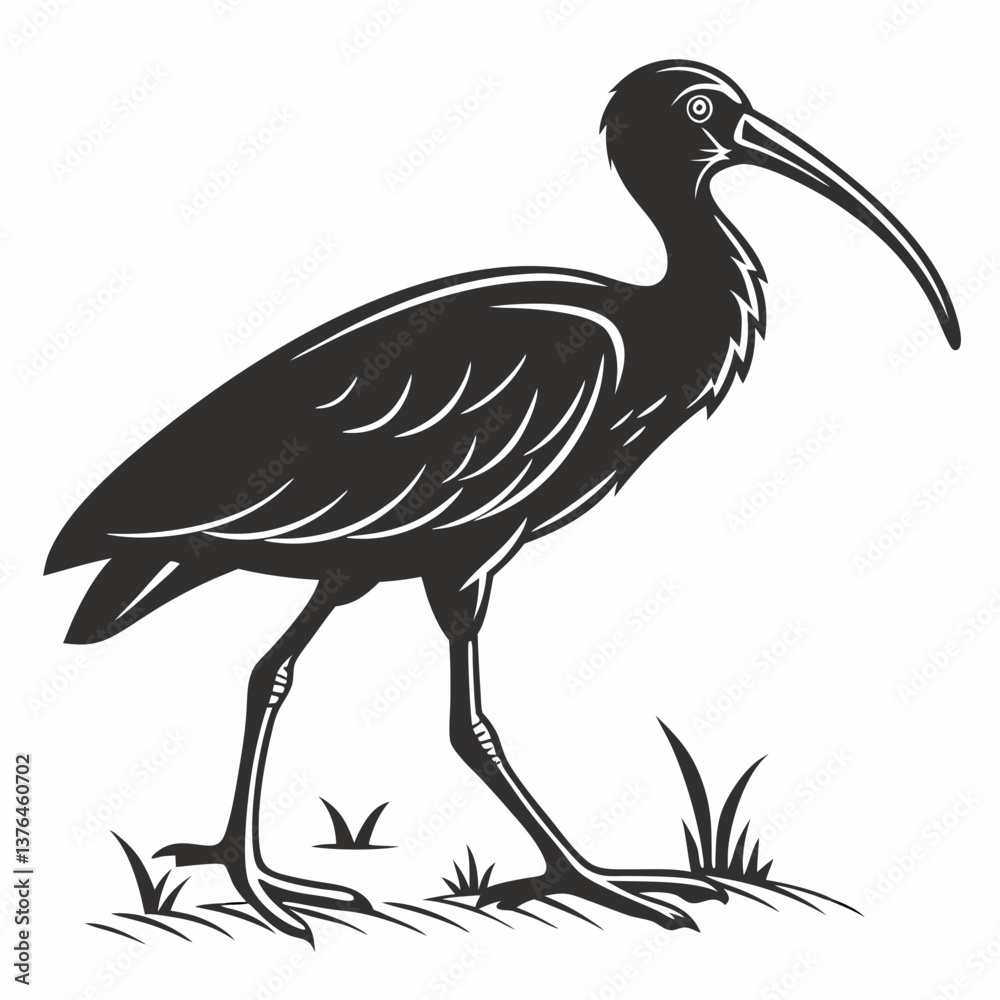 Fototapeta premium Scarlet ibis black silhouette icon vector
