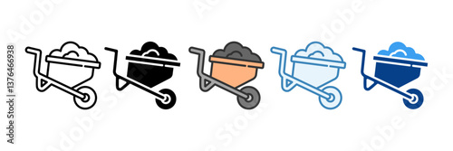 Wheelbarrow  Icon Set Multiple Style Collection