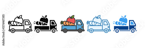 Fruit Truck  Icon Set Multiple Style Collection