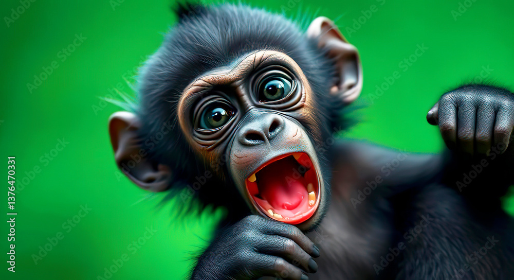 custom made wallpaper toronto digitalA baby chimpanzee screaming with a panicked face