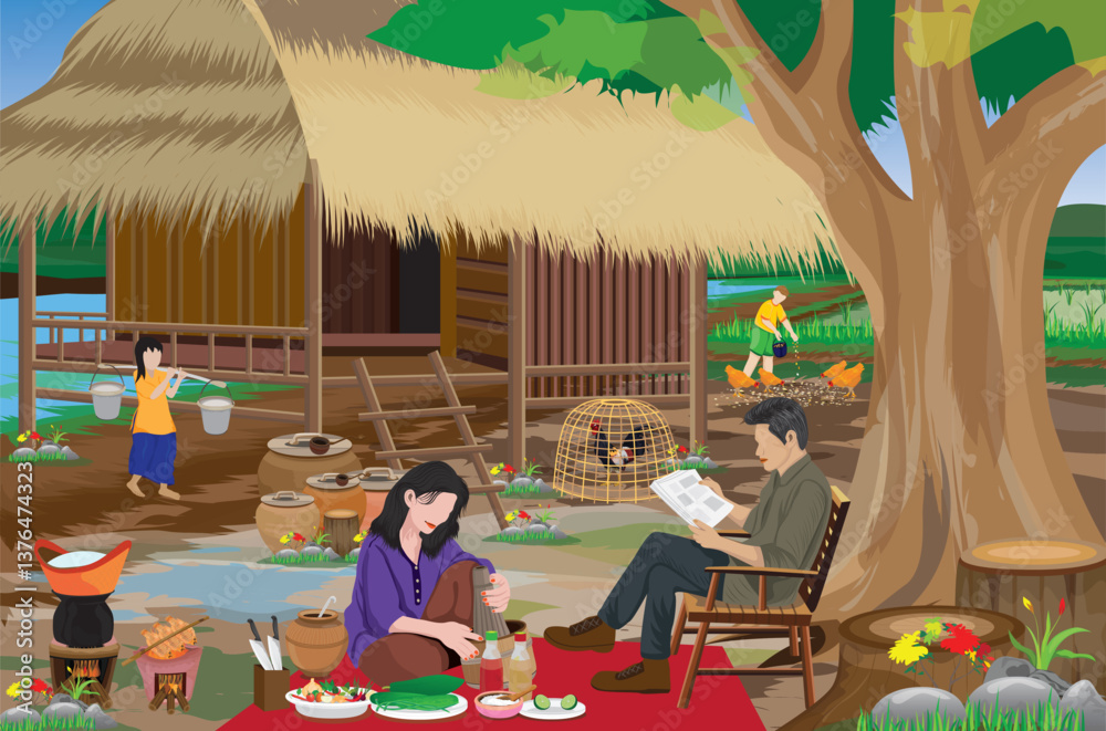 lifestyle of people at countryside vector design