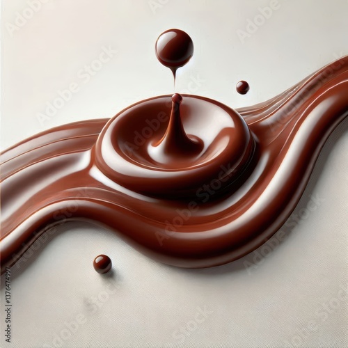 Dynamic Liquid Chocolate Swirl Wave Isolated on White Background