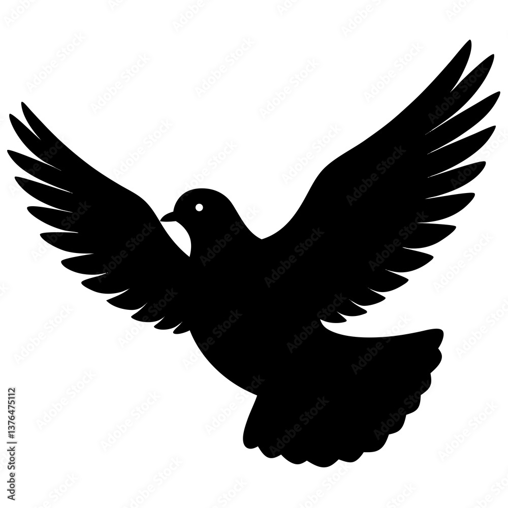Fototapeta premium A flying pigeon of black silhouette illustrations