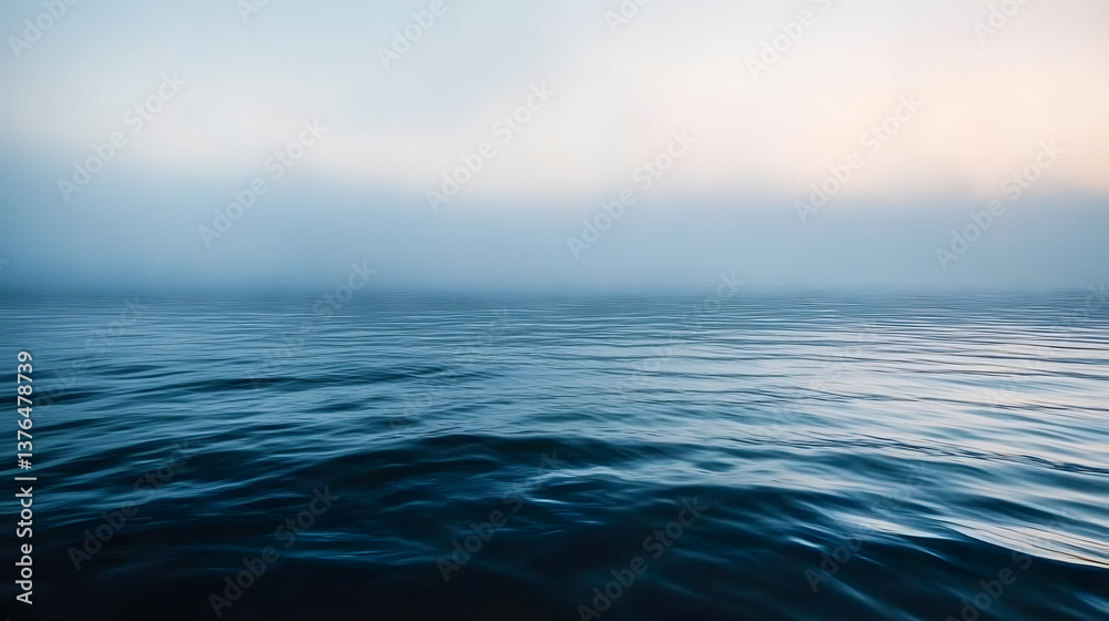 Fototapeta premium Tranquil and Serene Ocean Water Surface Captured During a Misty Morning&nbsp;