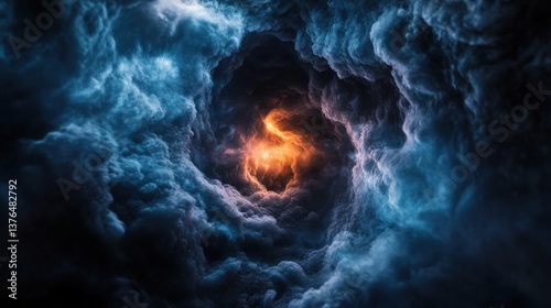 Ethereal firestorm unleashed cosmic clouds digital art surreal environment dramatic perspective