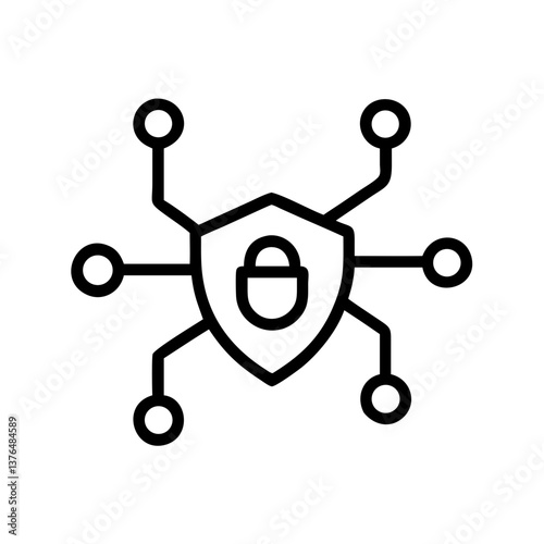 Cybersecurity Shield Symbol with Network Connections, VPN icon, vector  