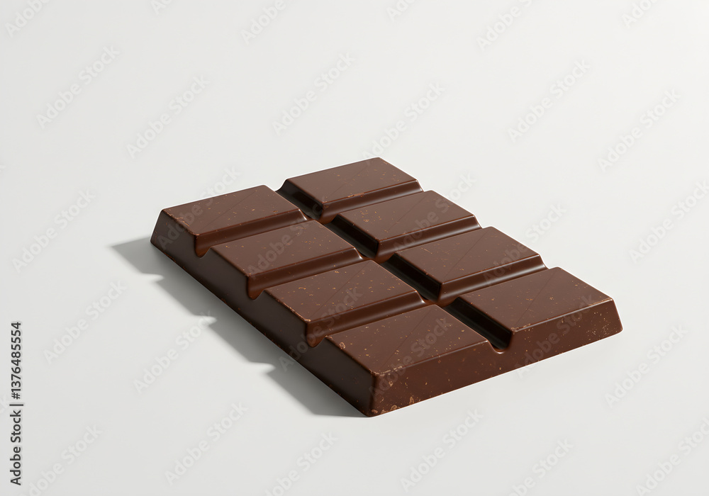 Close-Up of Dark Chocolate Bar with Segments on White Background Close-Up of Dark Chocolate Bar with Segments on White Background