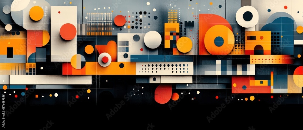 Abstract geometric composition with vibrant colors and layered shapes, creating a dynamic and energetic visual Abstract geometric composition with vibrant colors and layered shapes, creating a dynamic and energetic visual