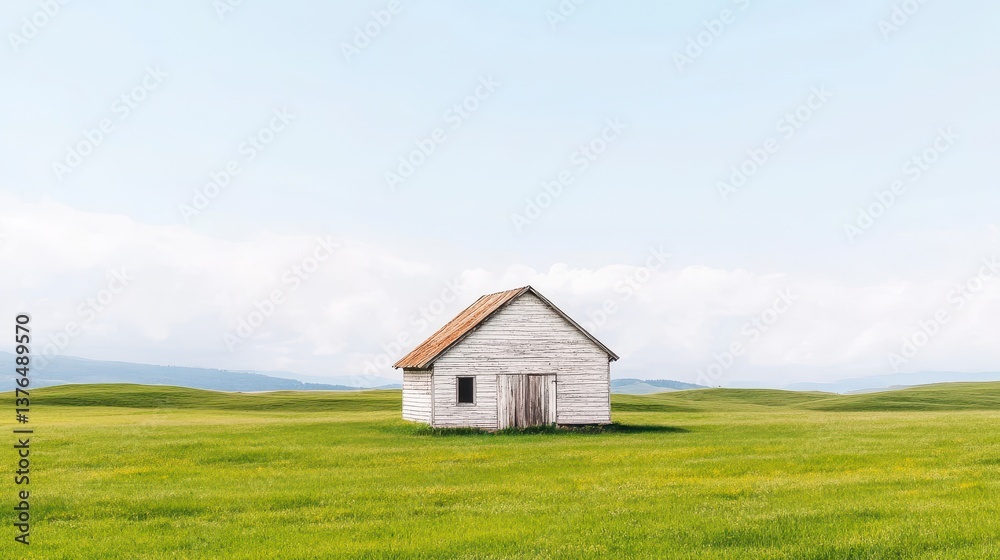 White House in a Lush Green Field under a Bright Blue Sky White House in a Lush Green Field under a Bright Blue Sky