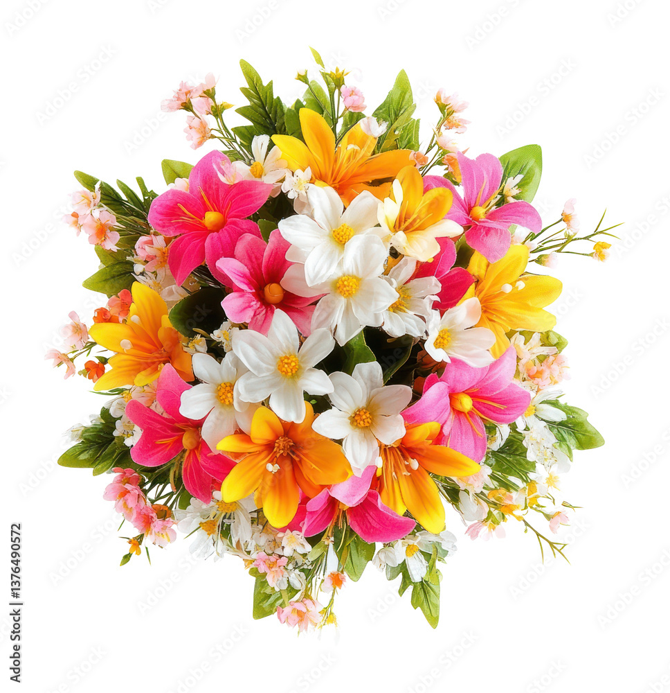PNG Bouquet of spring flowers blossoms arrangement decorative.