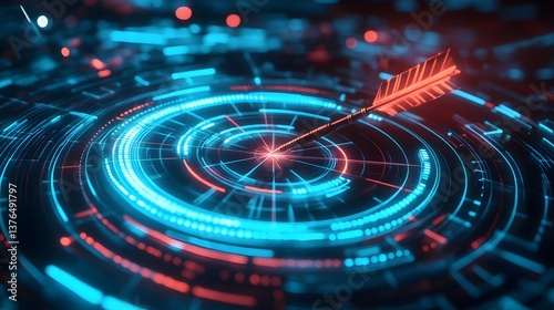 Wallpaper Mural Professional Glowing Dartboard with Arrow Illustrating Work Process and Business Success Torontodigital.ca