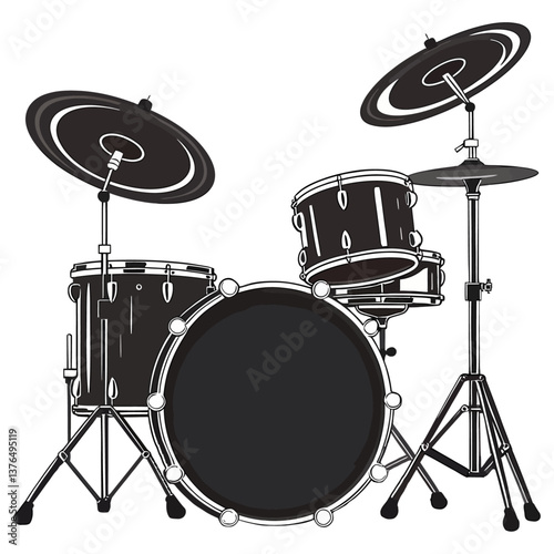 Drum Set Silhouette Vector Illustration