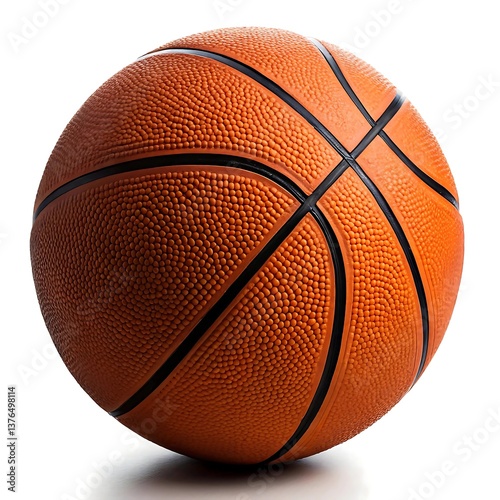 Basketball Isolated on White Background, Close-Up