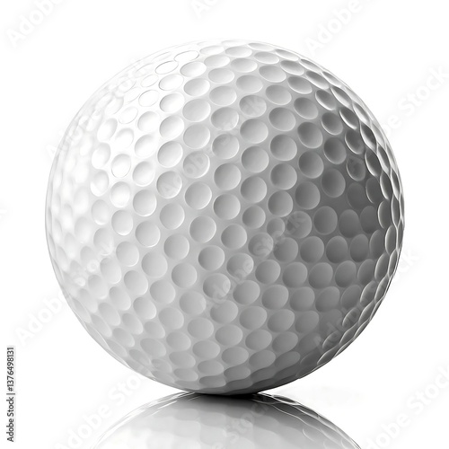 White Golf Ball Isolated on White Background, High-Detail