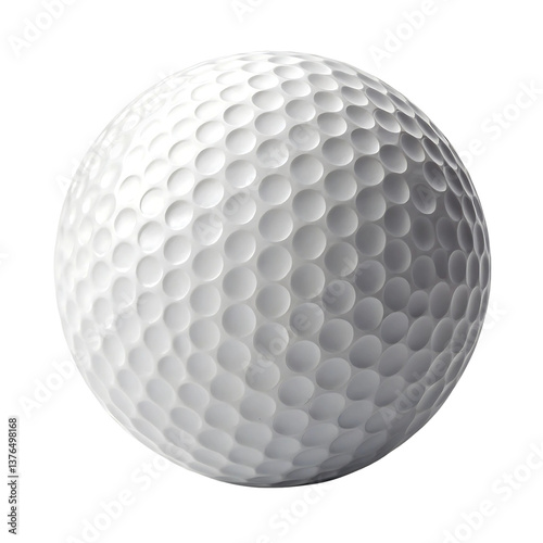 White Golf Ball Isolated on Transparent Background, Close-Up