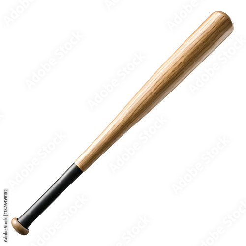 Wooden Baseball Bat Isolated on Transparent Background