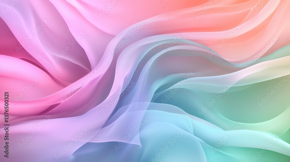 Fototapeta premium Colorful abstract waves digital art fluid motion soft light aesthetic view modern design