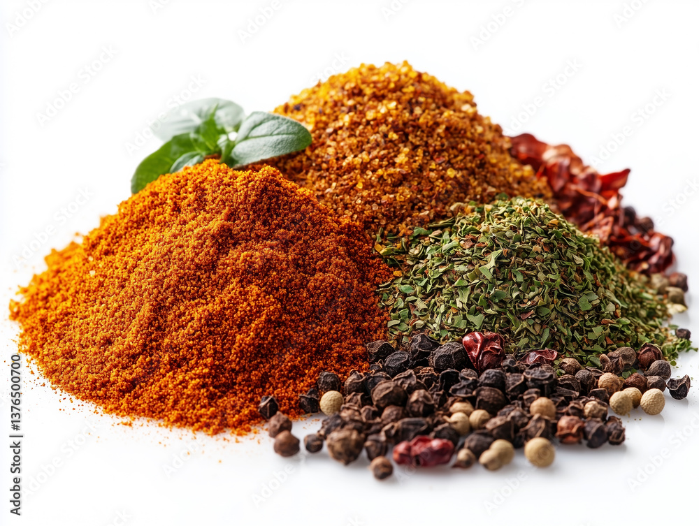 High-resolution macro shot of Cajun spice blend against a white background.