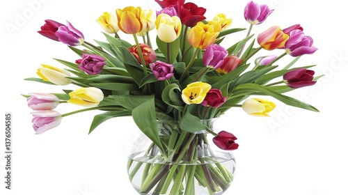 Wallpaper Mural Tulips in a Vase: A Vivid Visual Feast Showcasing Diverse Tulip Arrangements Torontodigital.ca