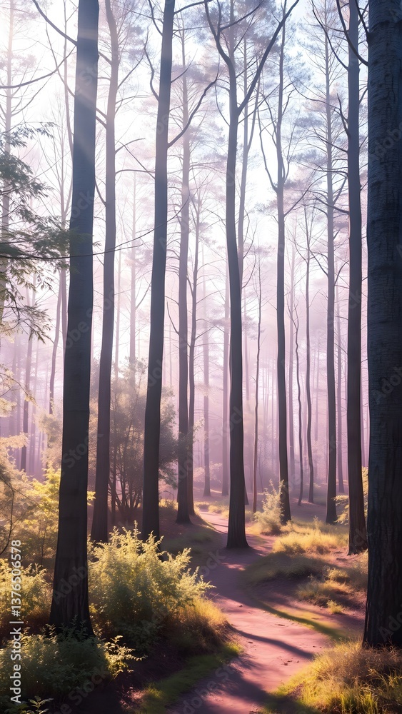 Obraz premium Enchanted Misty Forest Trail