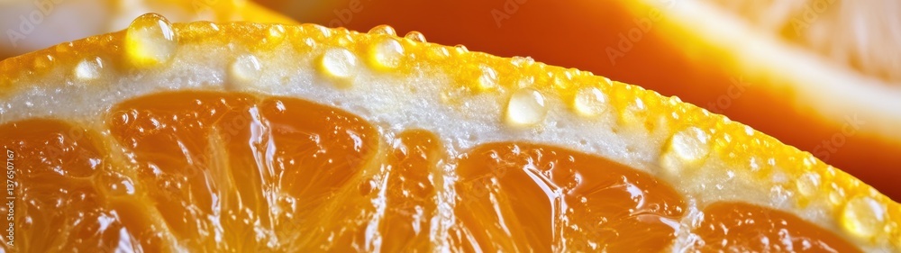Citrus Burst: A close-up shot showcases the vibrant detail of a sliced orange, glistening with water droplets, bringing freshness. Citrus Burst: A close-up shot showcases the vibrant detail of a sliced orange, glistening with water droplets, bringing freshness.