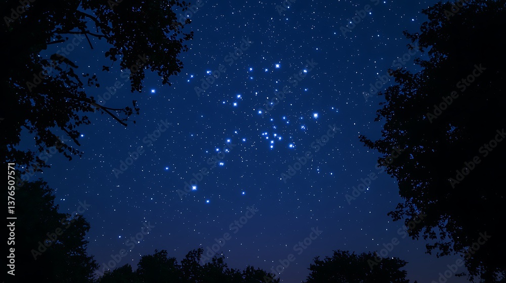 A dark sky with a few stars and a tree in the background A dark sky with a few stars and a tree in the background