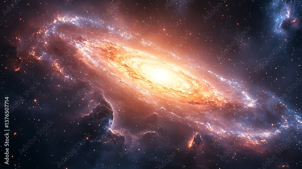 Fototapeta premium Galaxy view with stars and bright dust high resolution picture