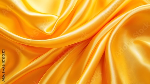 Golden fabric ripples and gleams, catching light in smooth waves. The luxurious texture invites touch, suggesting elegance and opulence.