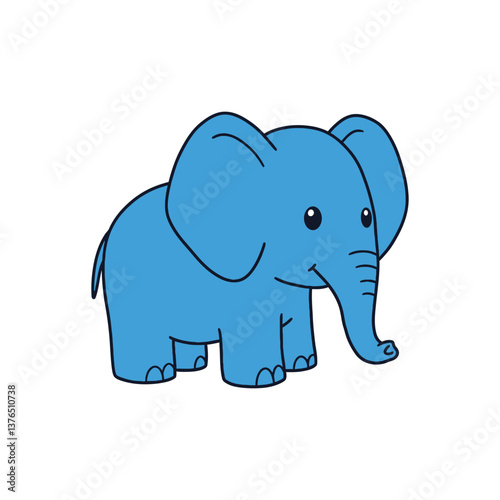 Cute Blue Elephant Vector Illustration