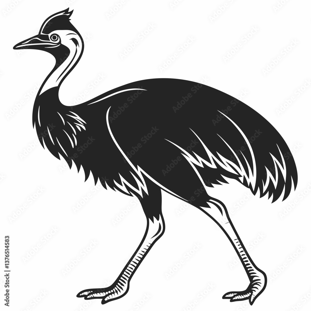 Obraz premium Cassowary silhouette black vector