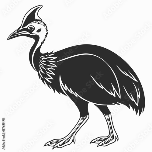 Cassowary silhouette black vector