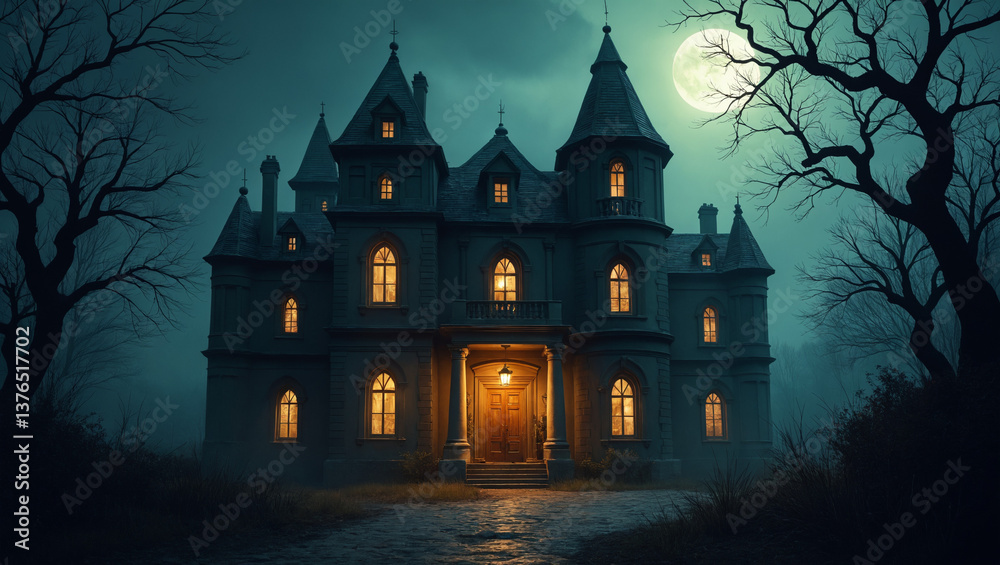 halloween castle in the night halloween castle in the night