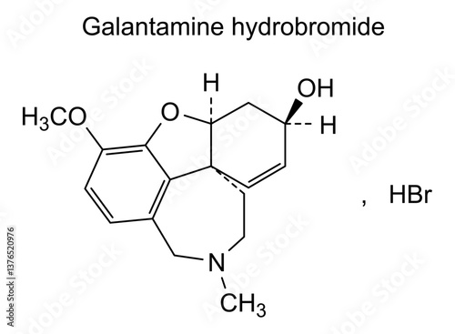 Chemical structure of galantamine hydrobromide, drug substance