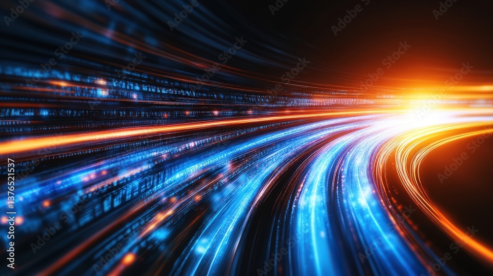 Obraz premium Dynamic light trails representing speed and motion abstract setting digital art futuristic viewpoint