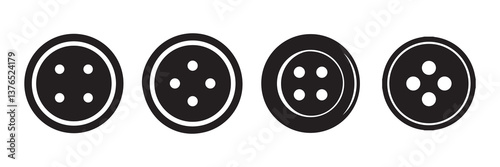 Button Solid icon. Sewing button silhouette. Vector illustration eps 10