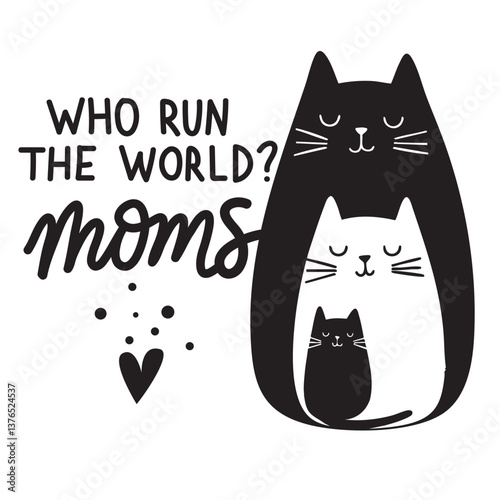 Cute cats celebrating motherhood in playful design  